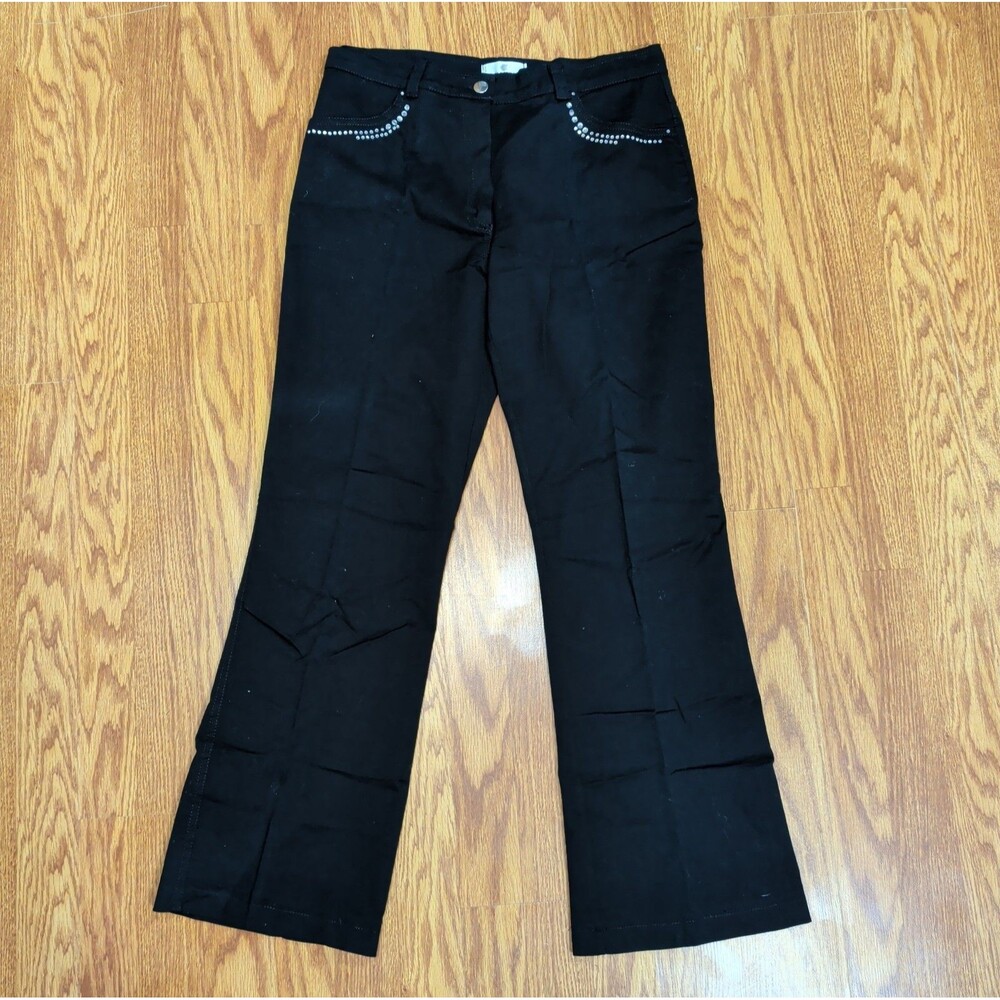CARLA FERRONI Womens Straight Casual Trousers  Medium W31 L28  Black Rhinestones